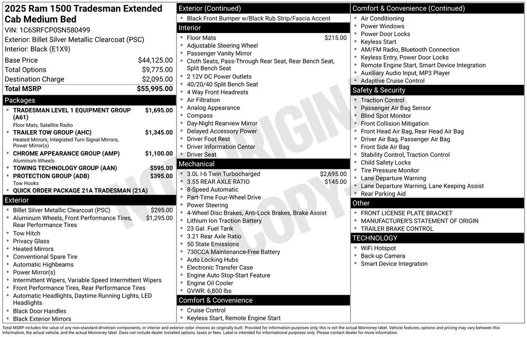 New 2025 Billet Silver Metallic Clear-Coat Exterior Paint RAM Tradesman image 6