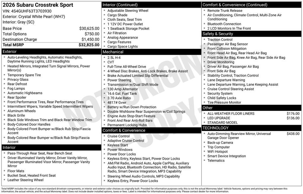Certified Used 2026 Crystal White Pearl Subaru Sport image 3