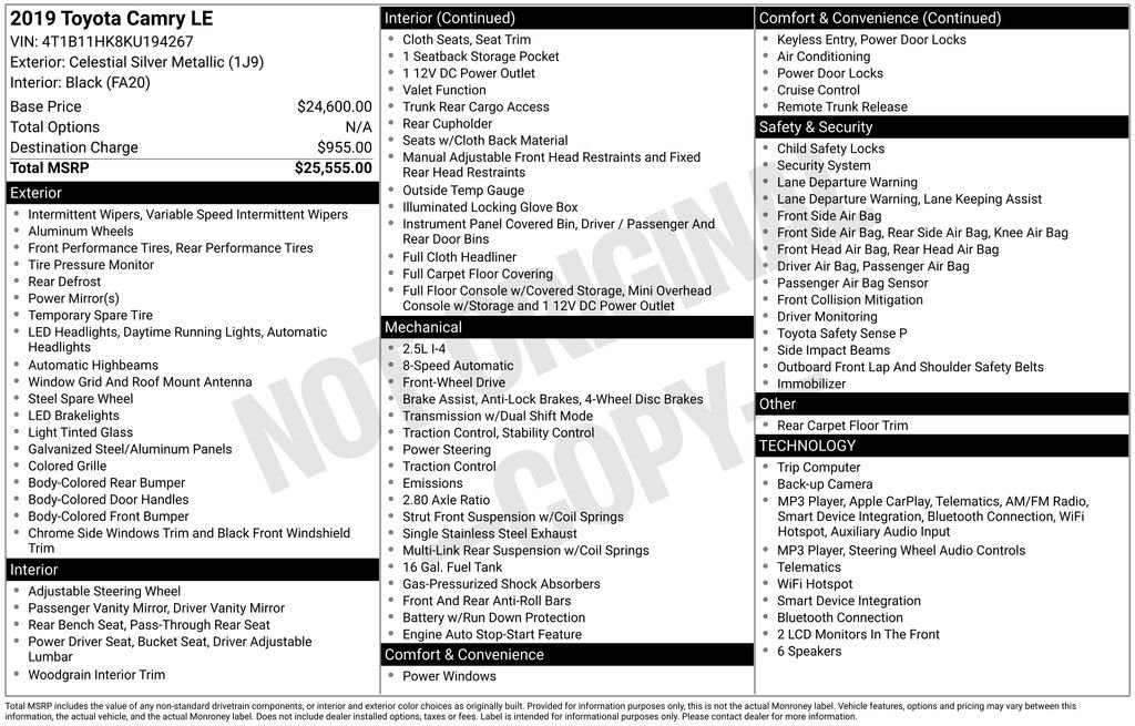 Used 2019 Silver Toyota LE image 4