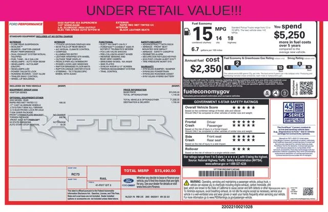 Certified Used 2022 Red Metallic Ford Raptor image 2