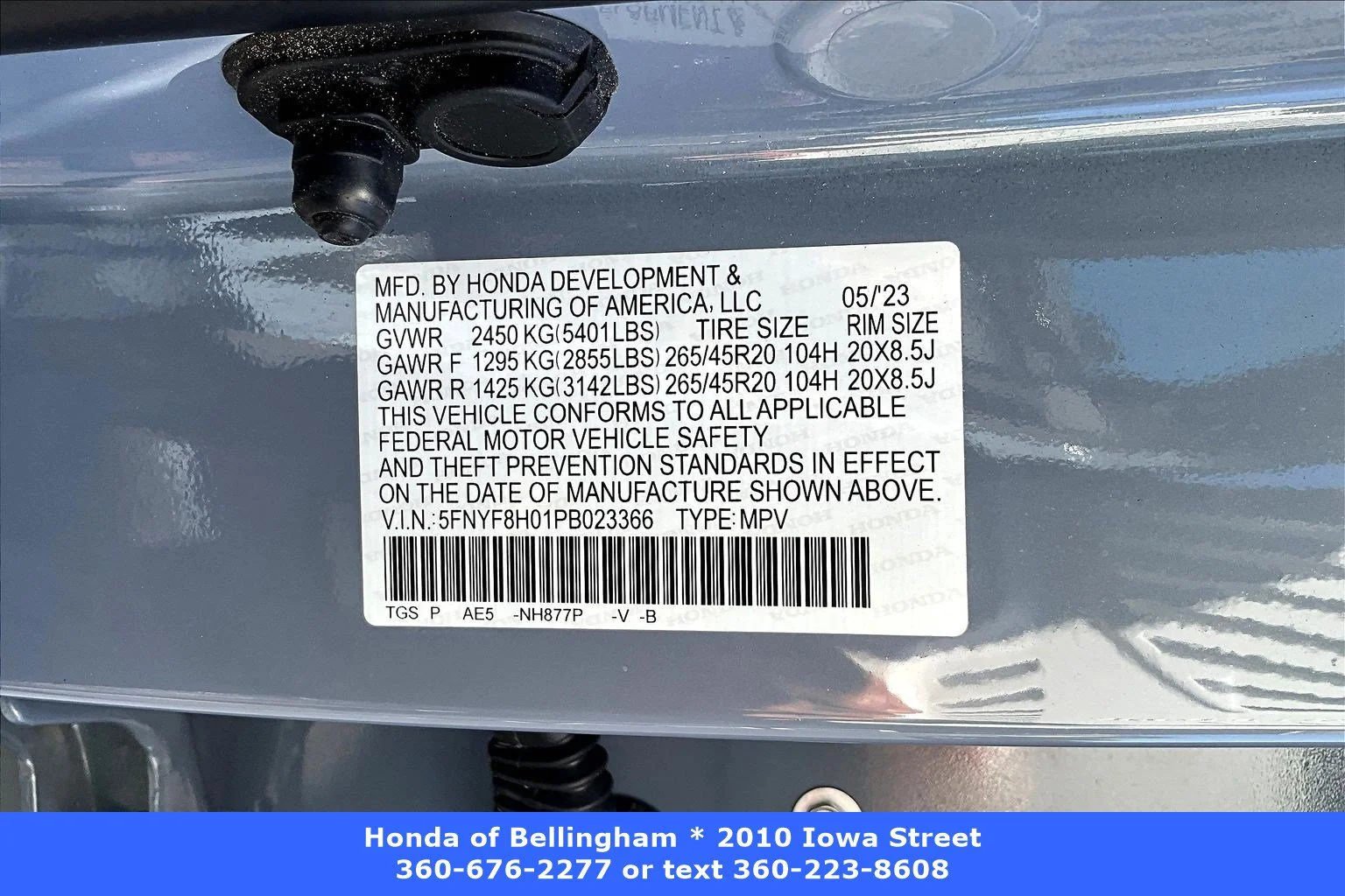 Certified Used 2023 Sonic Gray Pearl Honda AWD ELITE image 48