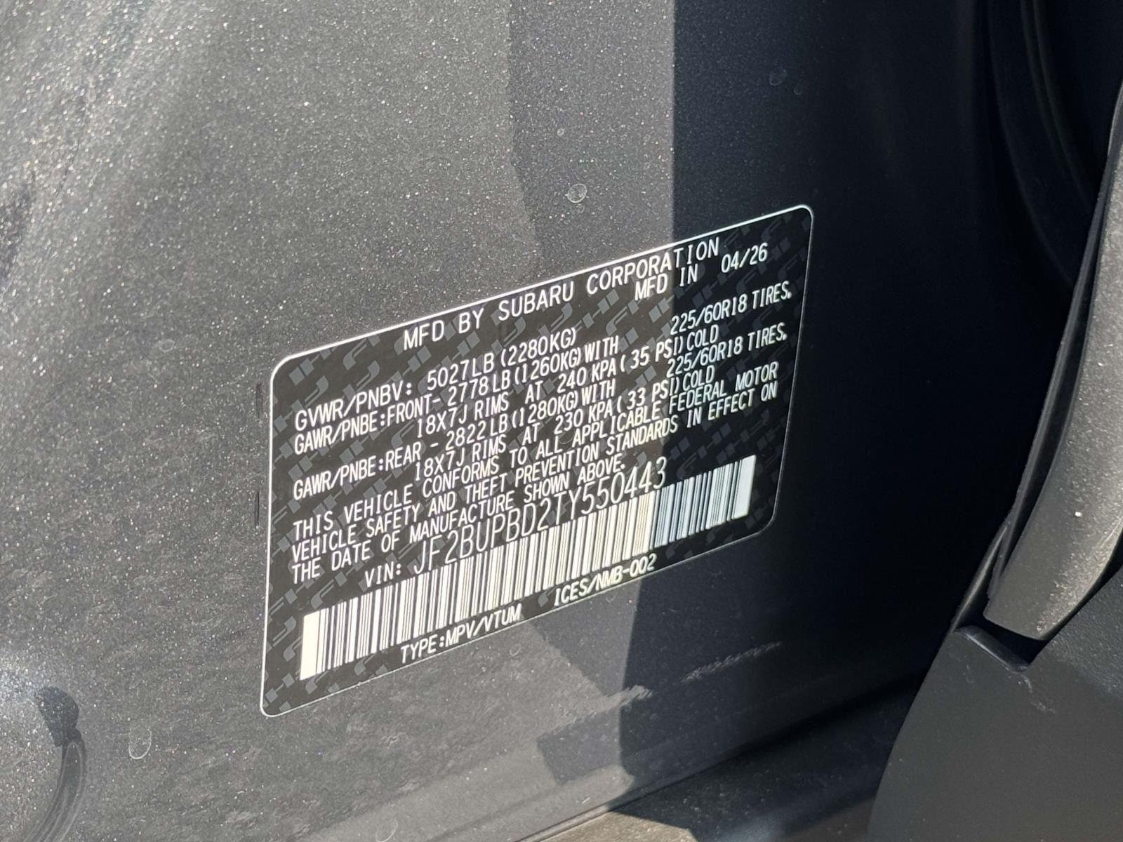 New 2026 MAGNETITE GRAY METALLIC Subaru Premium image 19