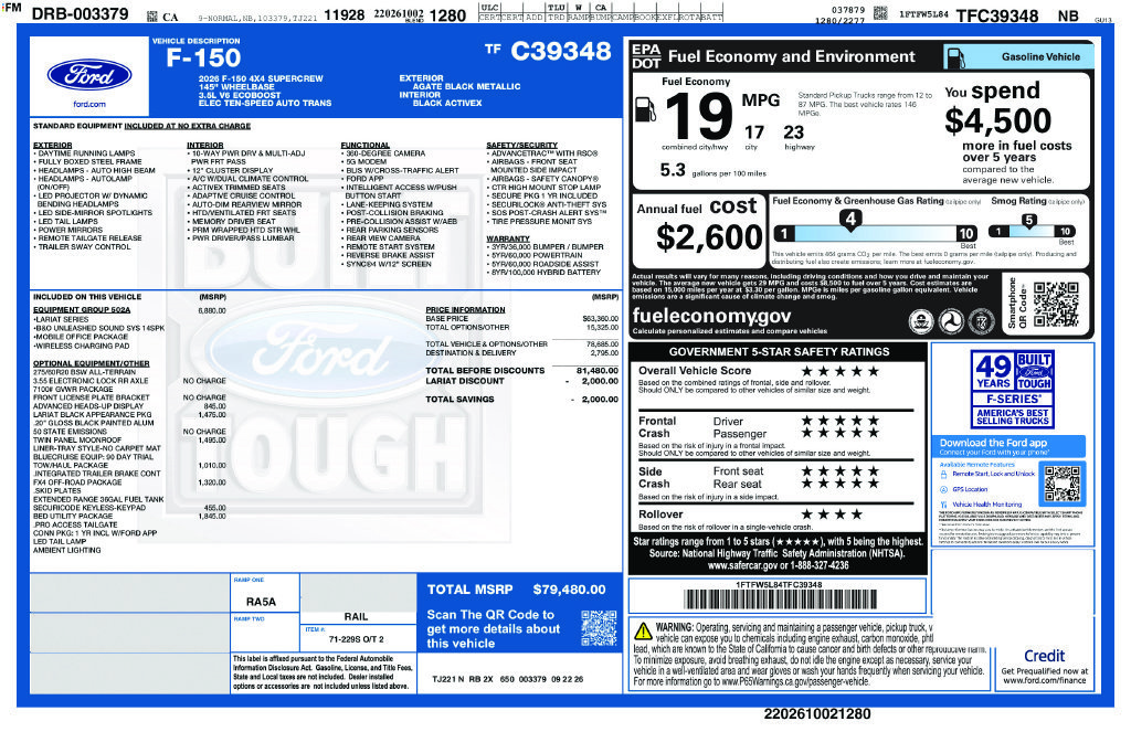New 2026 Agate Black Metallic Ford Lariat image 2