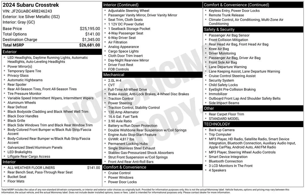 Used 2024 Silver Subaru Base image 16