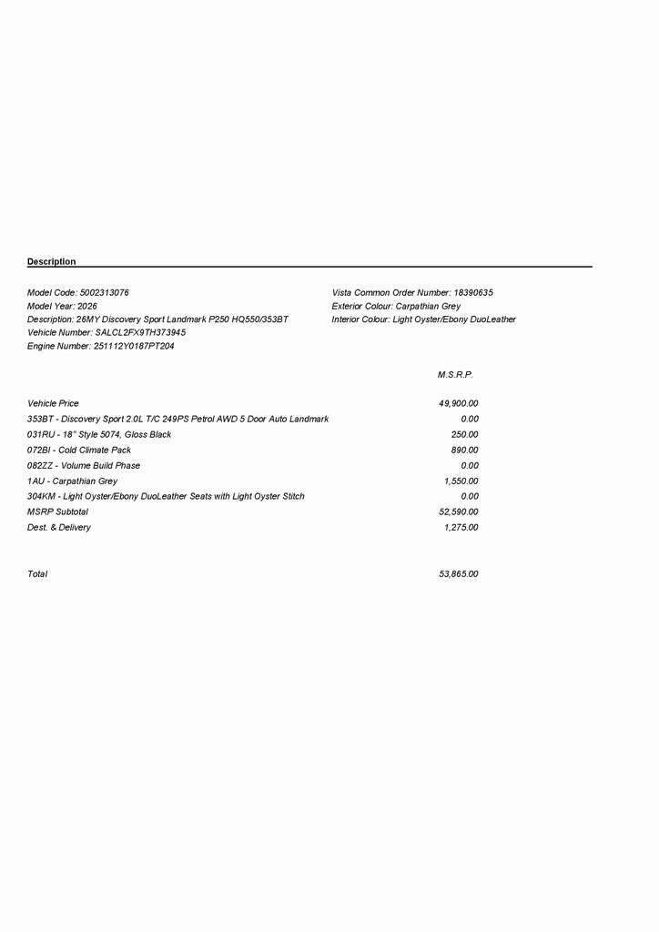 2026 LAND ROVER DISCOVERY SPORT - Image 2