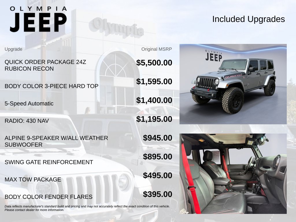 Used 2017 Silver Jeep Unlimited Rubicon Recon image 4