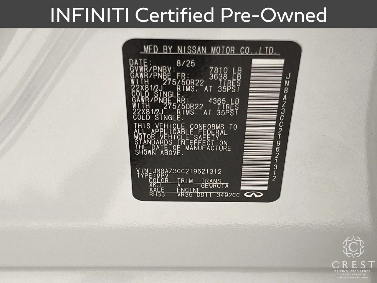 Certified Used 2026 Radiant White Black Obsidian INFINITI AUTOGRAPH image 34