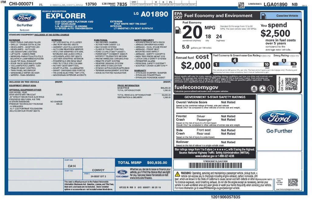 Certified Used 2020 White Ford Platinum image 44