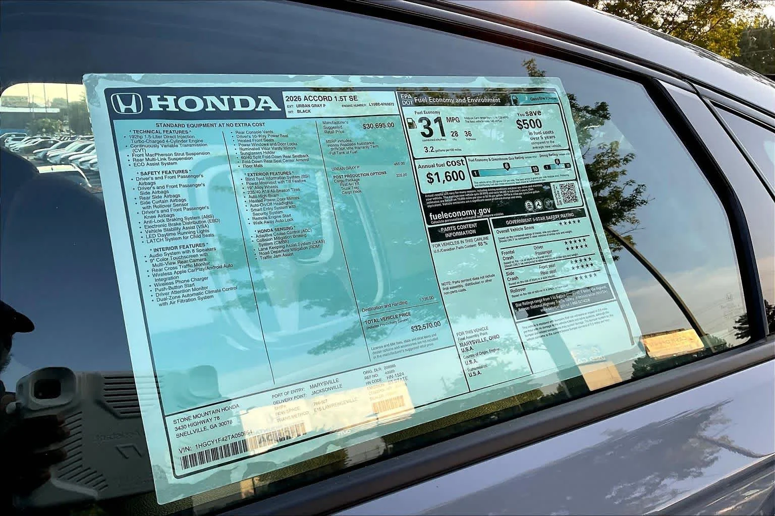 New 2026 Urban Gray Pearl Honda SE image 20