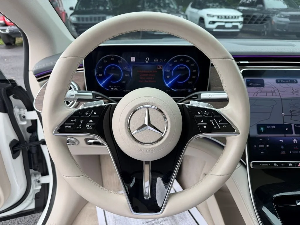 Used 2023 Polar White Mercedes-Benz EQS 450+ Sedan w/ Active Ambient Lighting & Rear Spoiler image 14