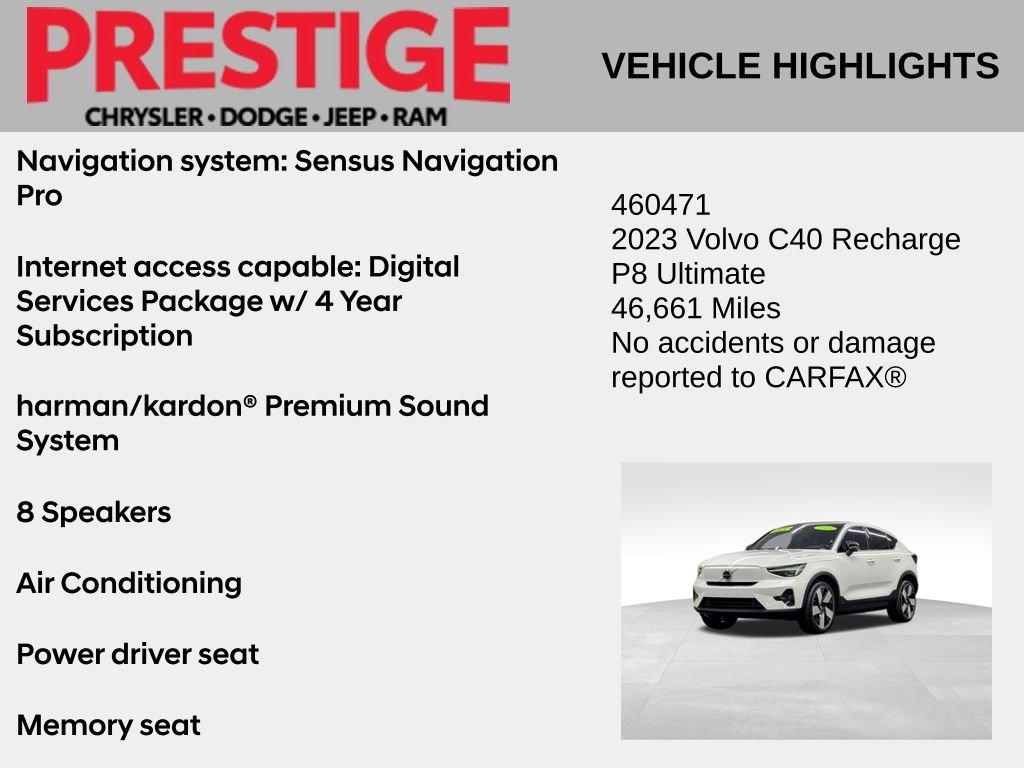 Used 2023 Volvo C40 Ultimate with VIN YV4ED3GM2P2040094 for sale in Las Vegas, NV