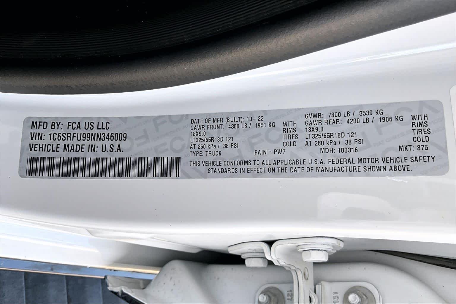 Used 2022 Bright White Clearcoat Ram TRX image 37