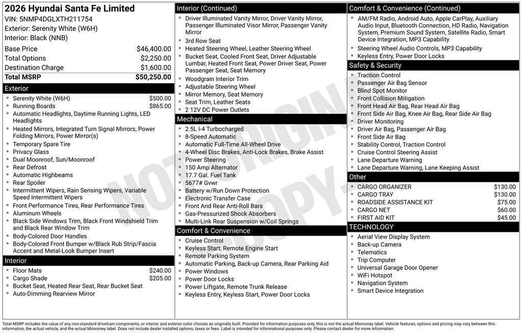 New 2026 White Hyundai Limited image 6