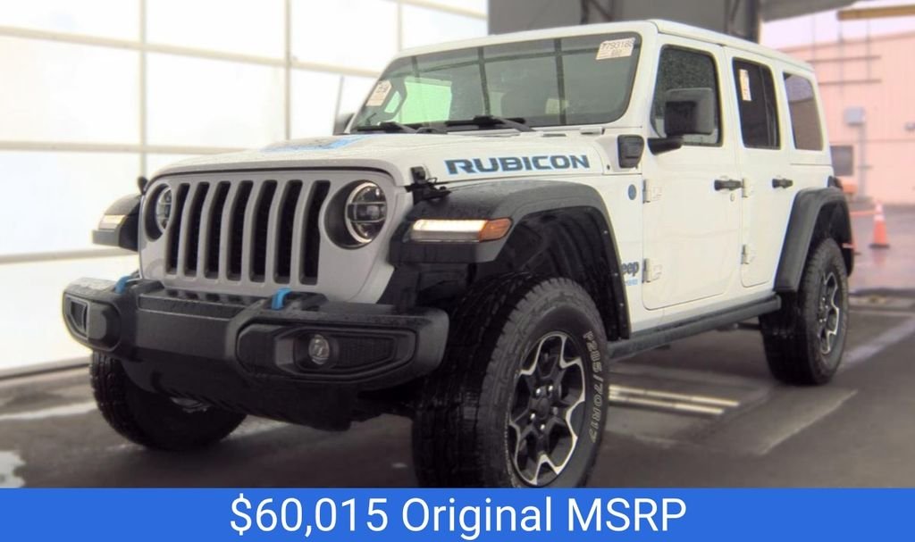 Used 2021 White Jeep Unlimited Rubicon 4xe image 1