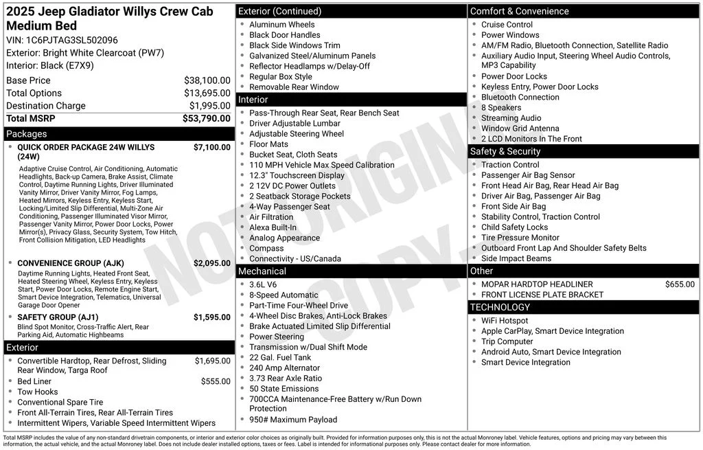 New 2025 Bright White Clear-Coat Exterior Paint Jeep Willys image 47