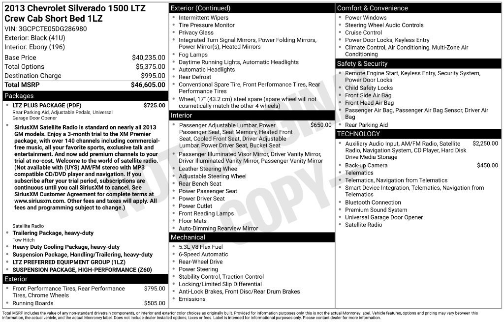 Used 2013 Black Chevrolet LTZ image 1