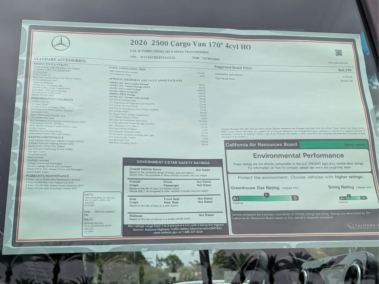 New 2026 Cavansite Blue Metallic Mercedes-Benz Cargo 170 WB High Roof image 13