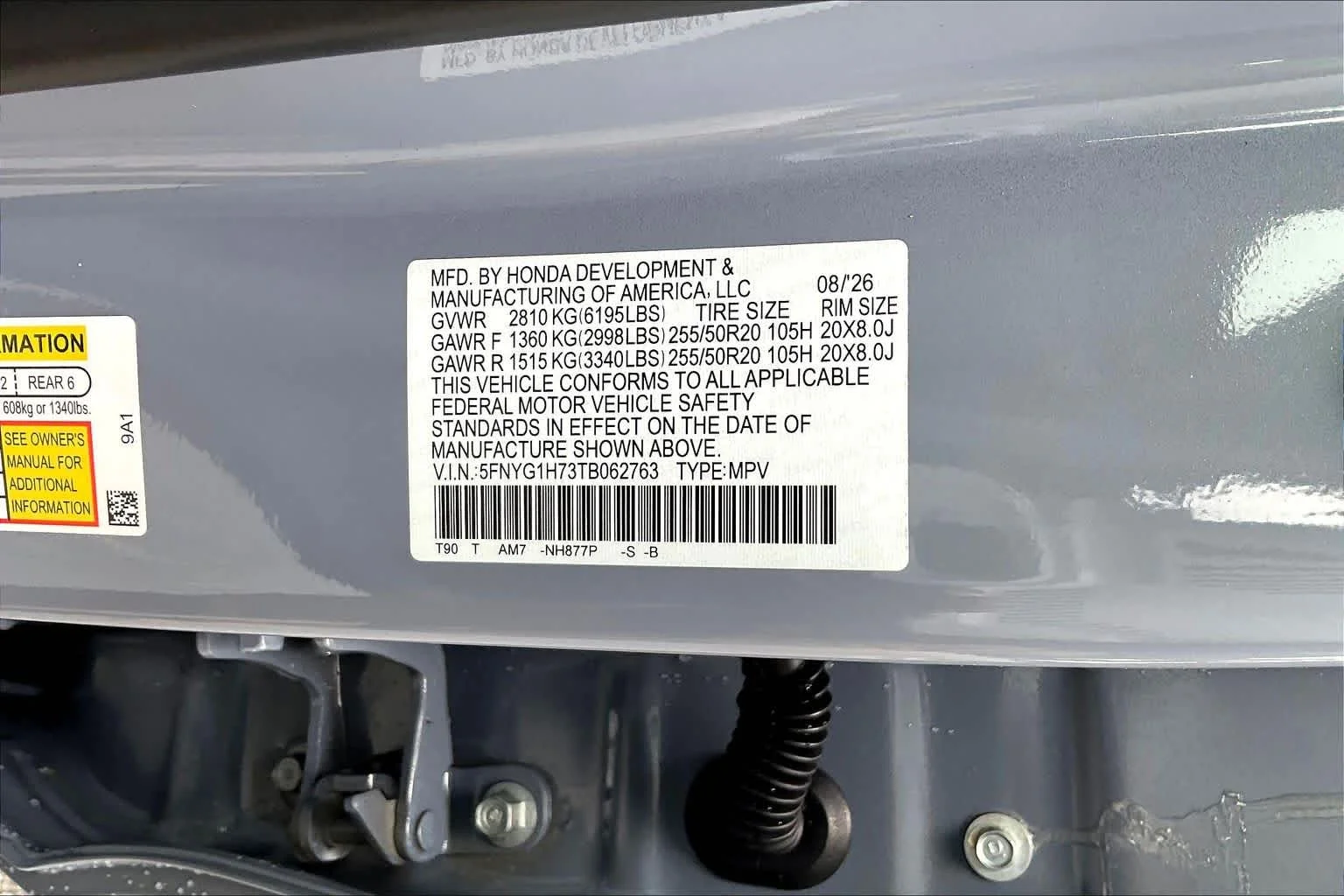New 2026 Sonic Gray Pearl Honda Touring image 19