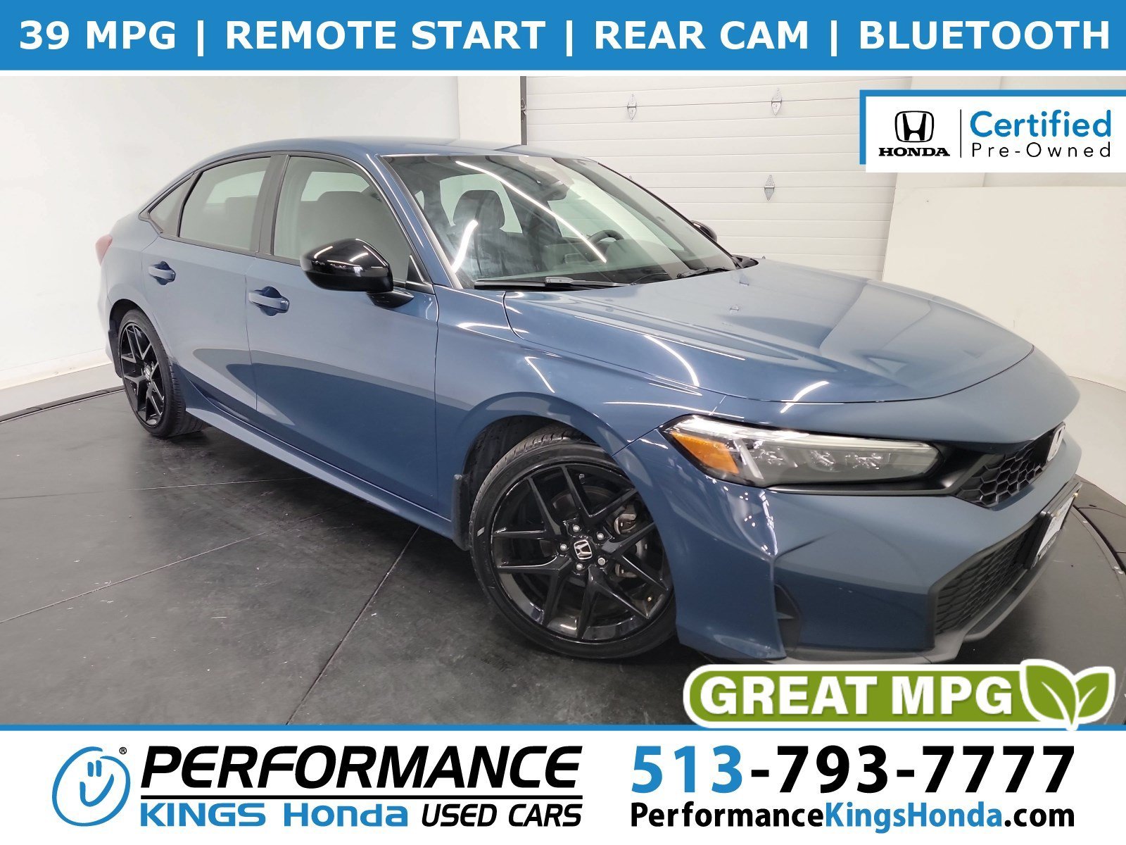 Certified Used 2025 Blue Lagoon Pearl Honda Sport image 1