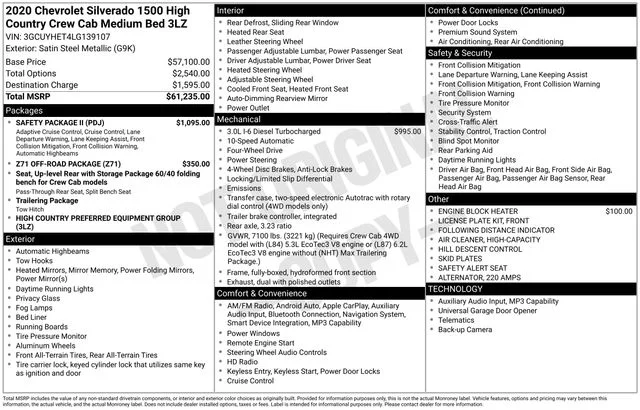 2020 Chevrolet Silverado 1500 High Country 4X4 Crew Cab Short Box's photo