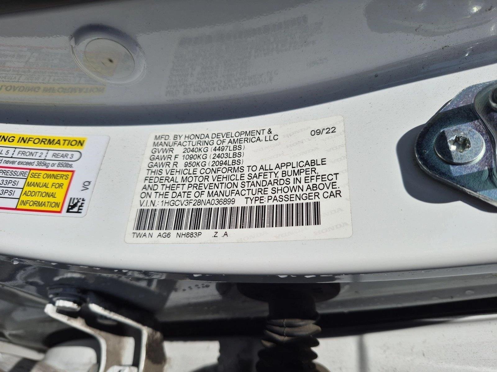 Used 2022 Platinum White Pearl Honda Sport image 15