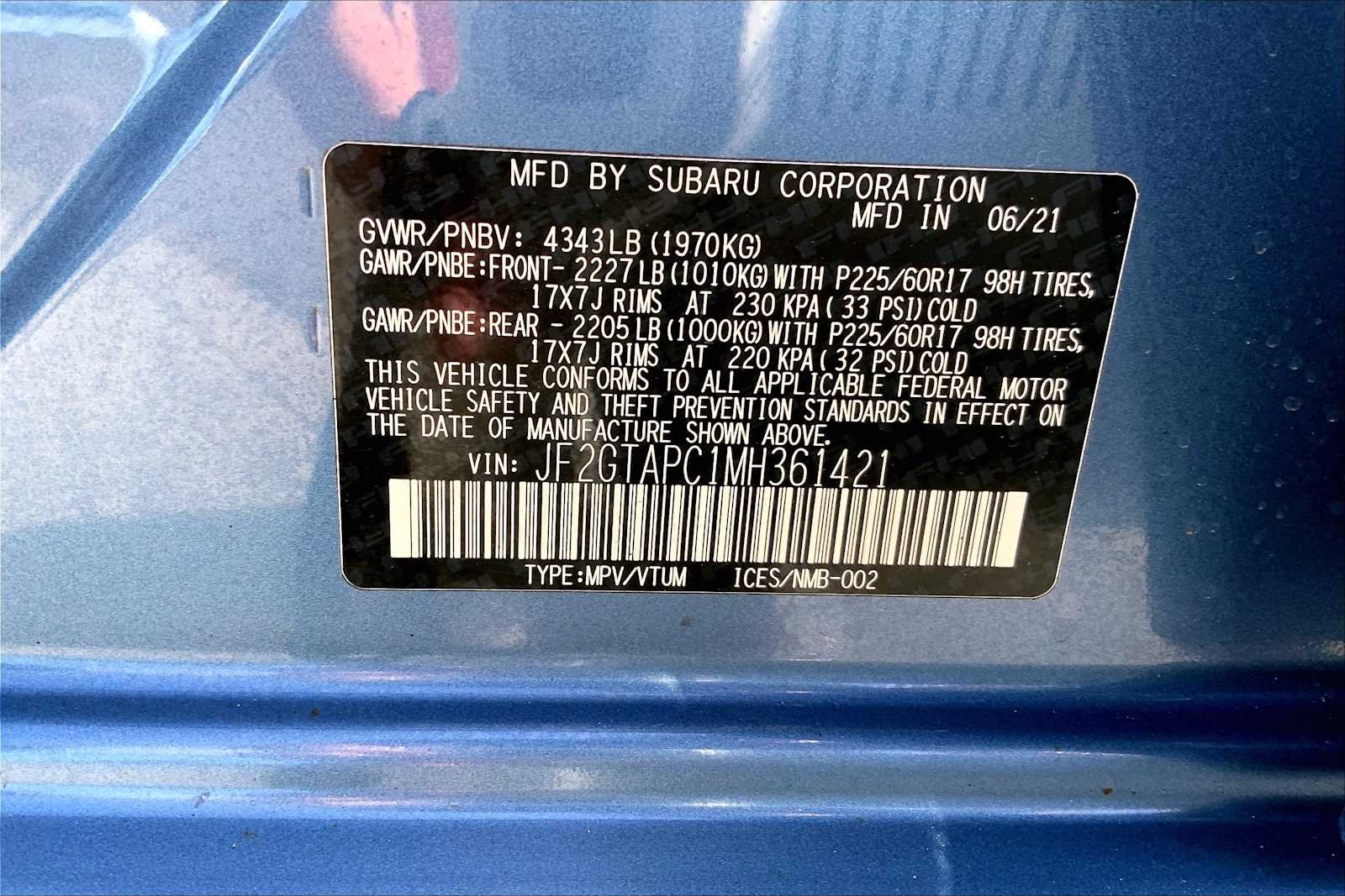 Used 2021 Horizon Blue Pearl Subaru Premium image 31