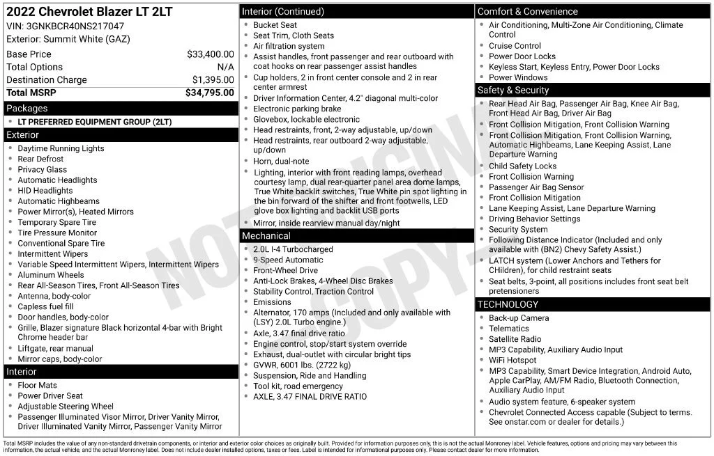 Certified Used 2022 SUMMIT WHITE Chevrolet LT image 36