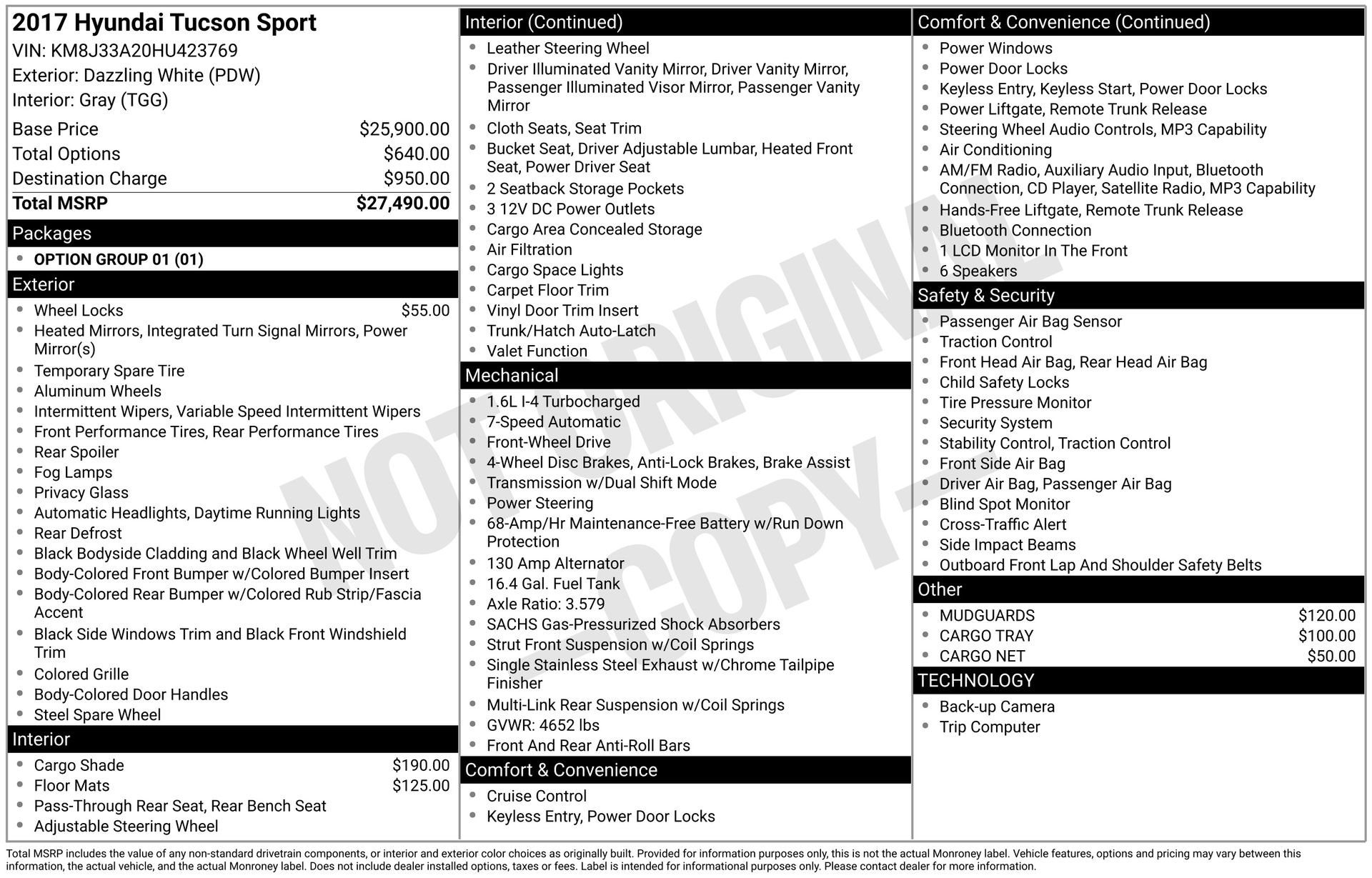 Used 2017 White Hyundai Sport image 7