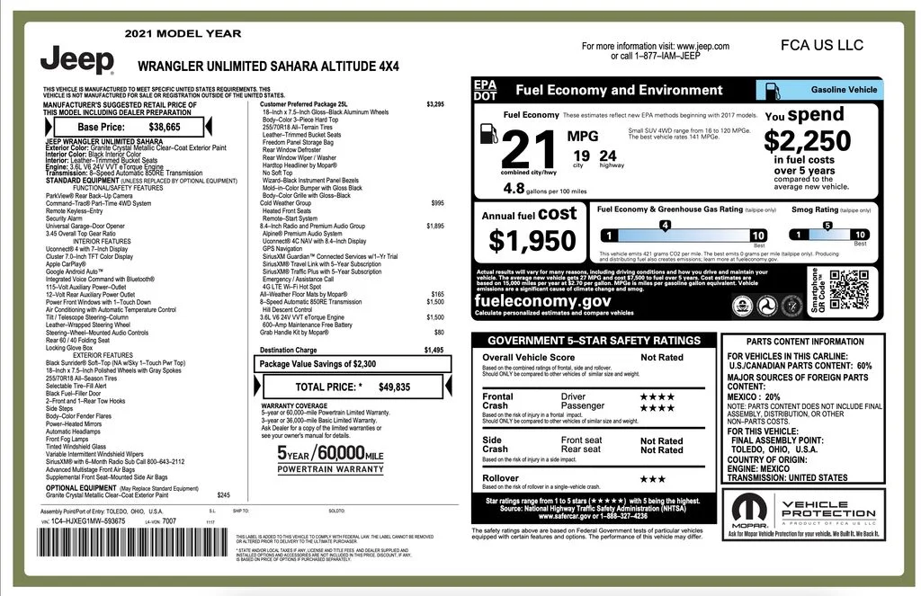 Used 2021 Gray Jeep Unlimited Sahara Altitude image 2