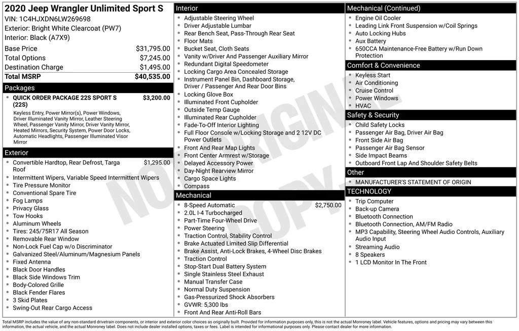 Used 2020 White Jeep Unlimited Sport S image 37