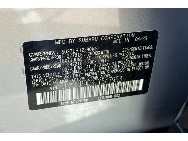 New 2026 ICE SILVER METALLIC Subaru Limited image 56