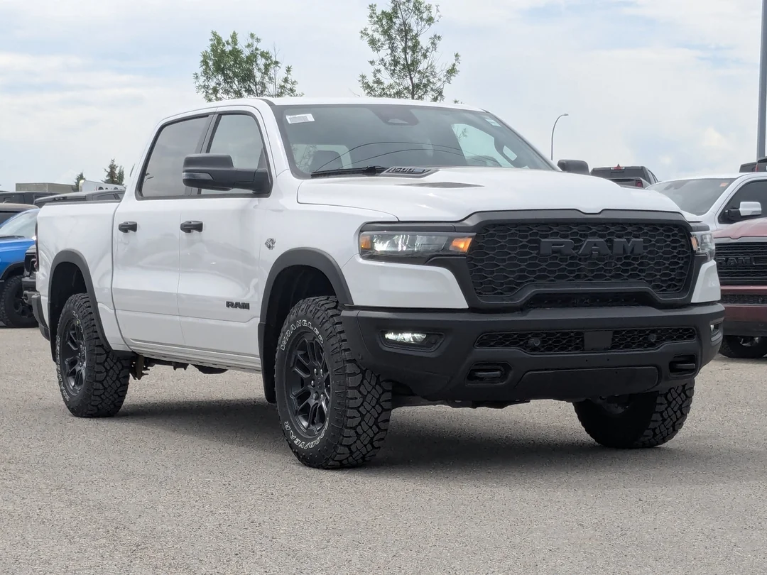 New 2026 White RAM Rebel - - 5.7L HEMI eTorque V8 - Steel Sport Hood - Trailer Brake Ctrl - Remote Start & More! image 2
