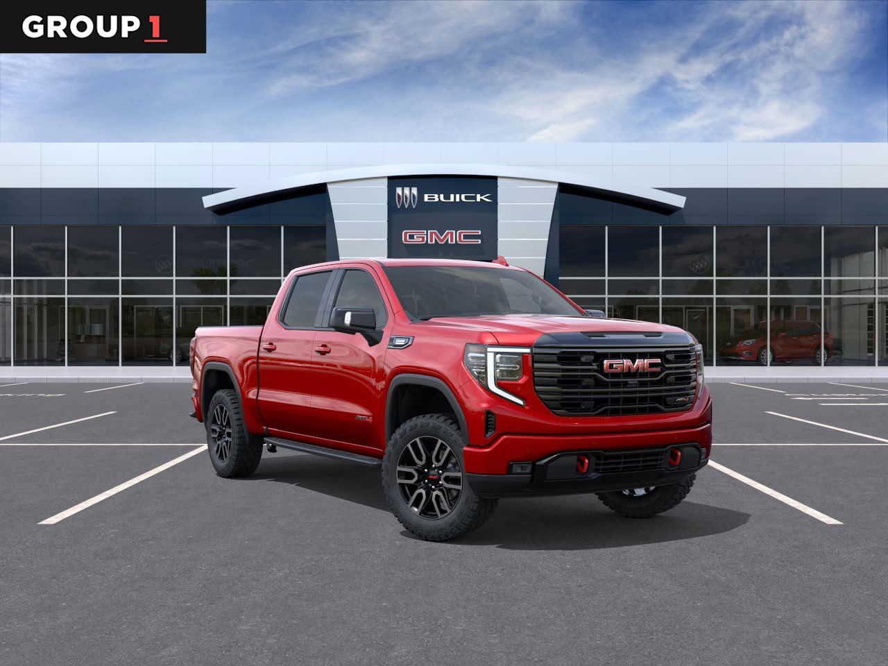 Volcanic Red Tintcoat 2026 GMC Sierra 1500 AT4 Crew Cab 4WD Pickup Truck Four-Wheel Drive