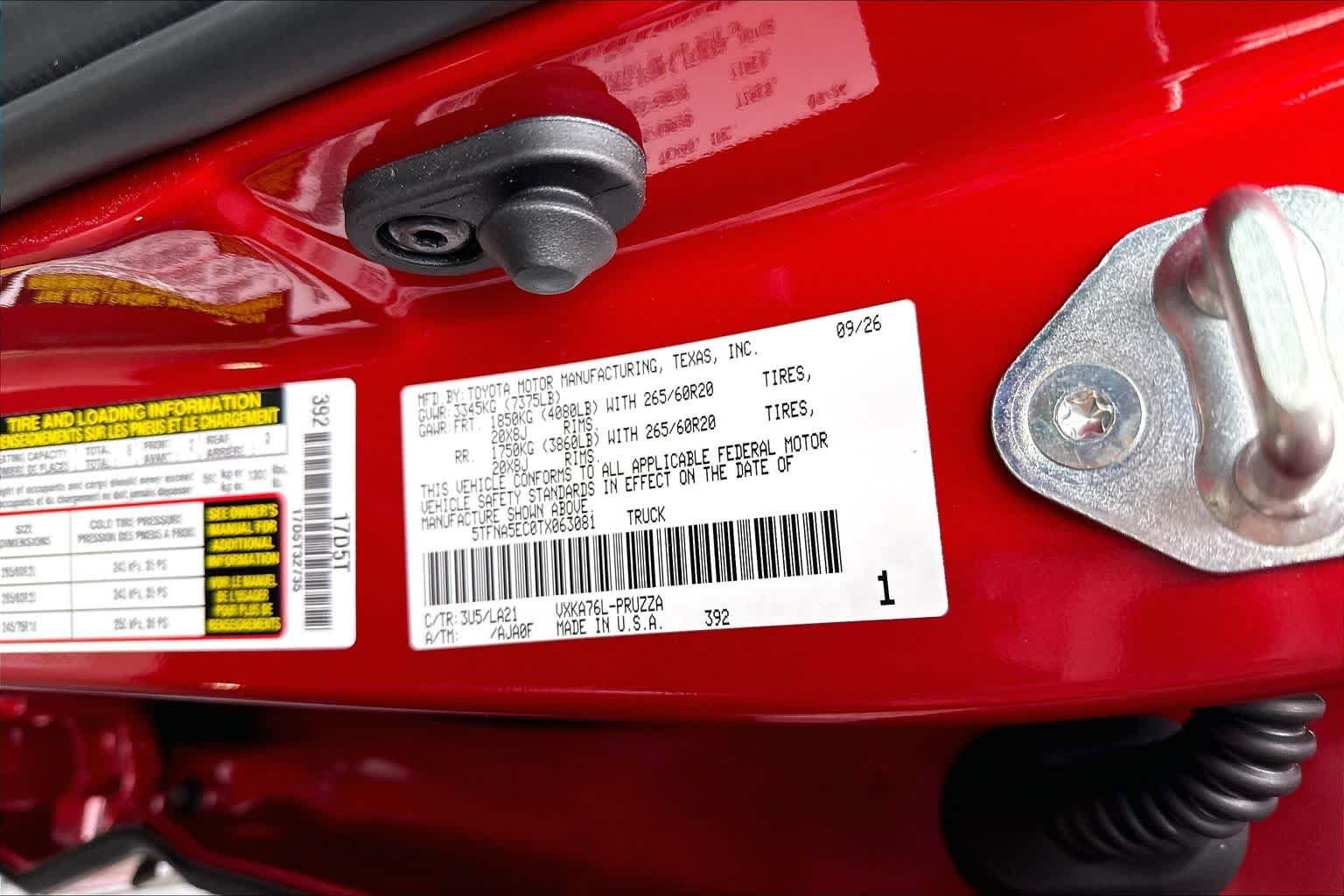 New 2026 Supersonic Red Toyota Platinum image 22