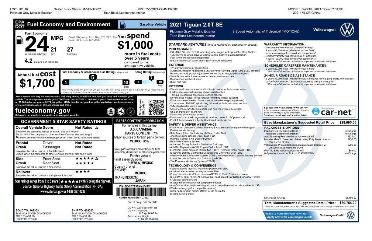 Used 2021 Platinum Gray Metallic Volkswagen SE image 43