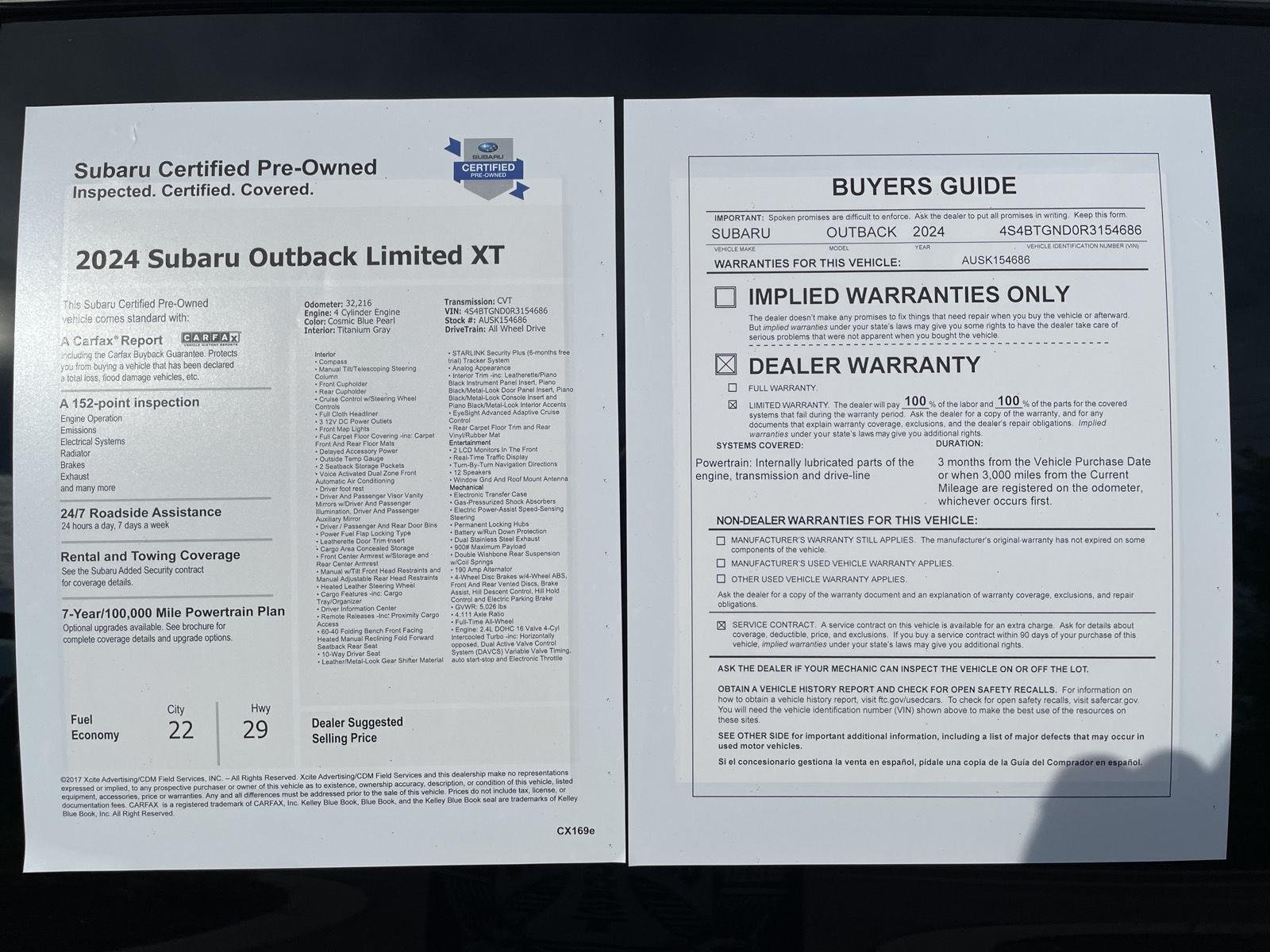 Certified Used 2024 Cosmic Blue Pearl Subaru Limited XT image 26