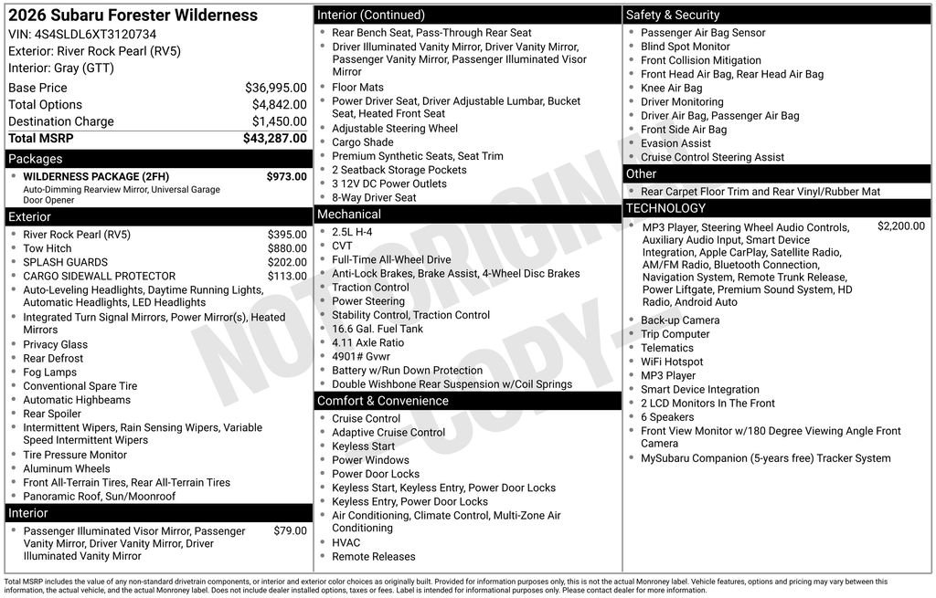 New 2026 RIVER ROCK PEARL Subaru Wilderness image 1