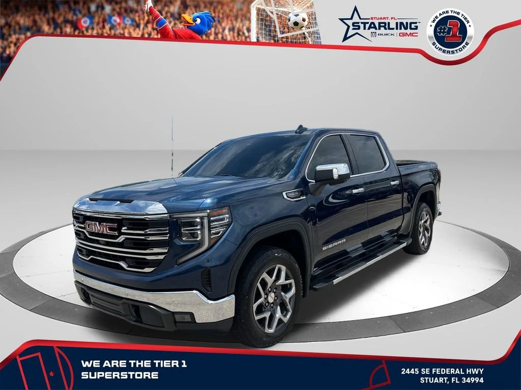 Used 2023 Pacific Blue Metallic GMC SLT image 1