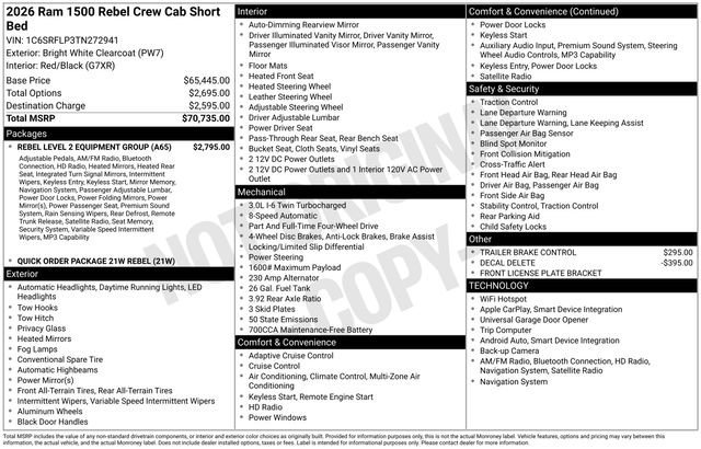 New 2026 Bright White Clear-Coat Exterior Paint RAM Rebel image 34