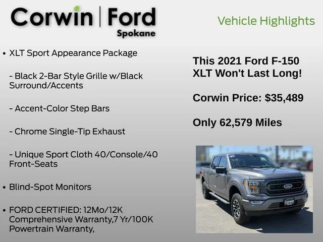 Certified Used 2021 Carbonized Gray Metallic Ford XLT image 13