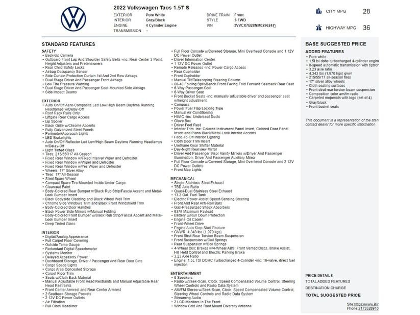 Used 2022 Pure White Volkswagen S image 2