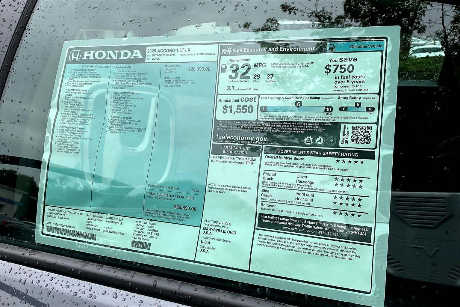 New 2026 Meteorite Gray Metallic Honda LX image 20