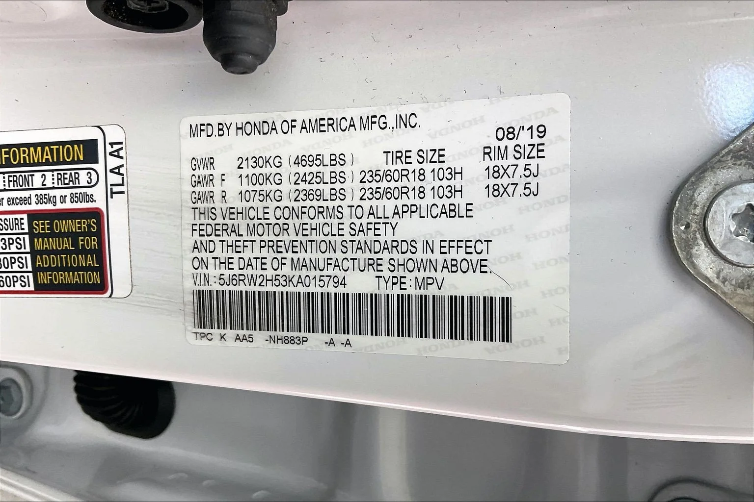 Used 2019 Platinum White Pearl Honda EX image 35