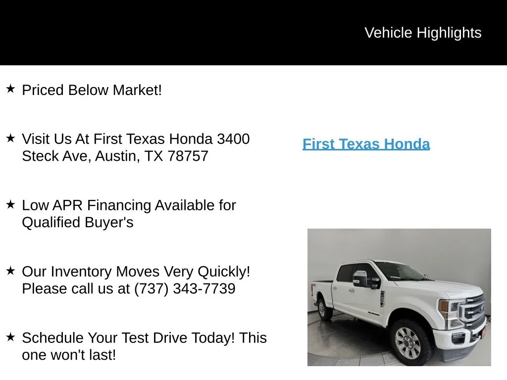 Used 2021 White Metallic Ford Platinum image 10