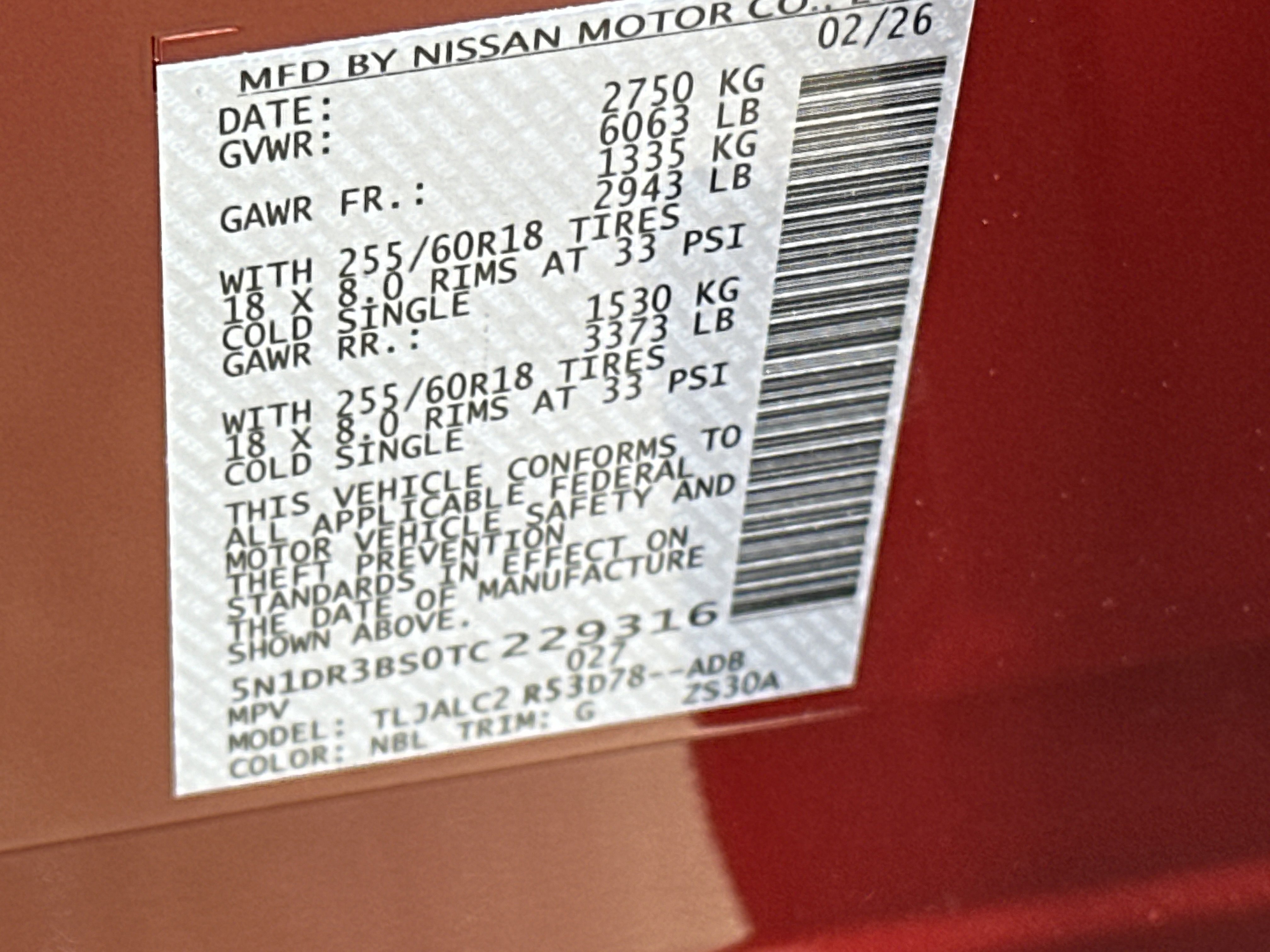 New 2026 Scarlet Ember Tintcoat Nissan SV image 34