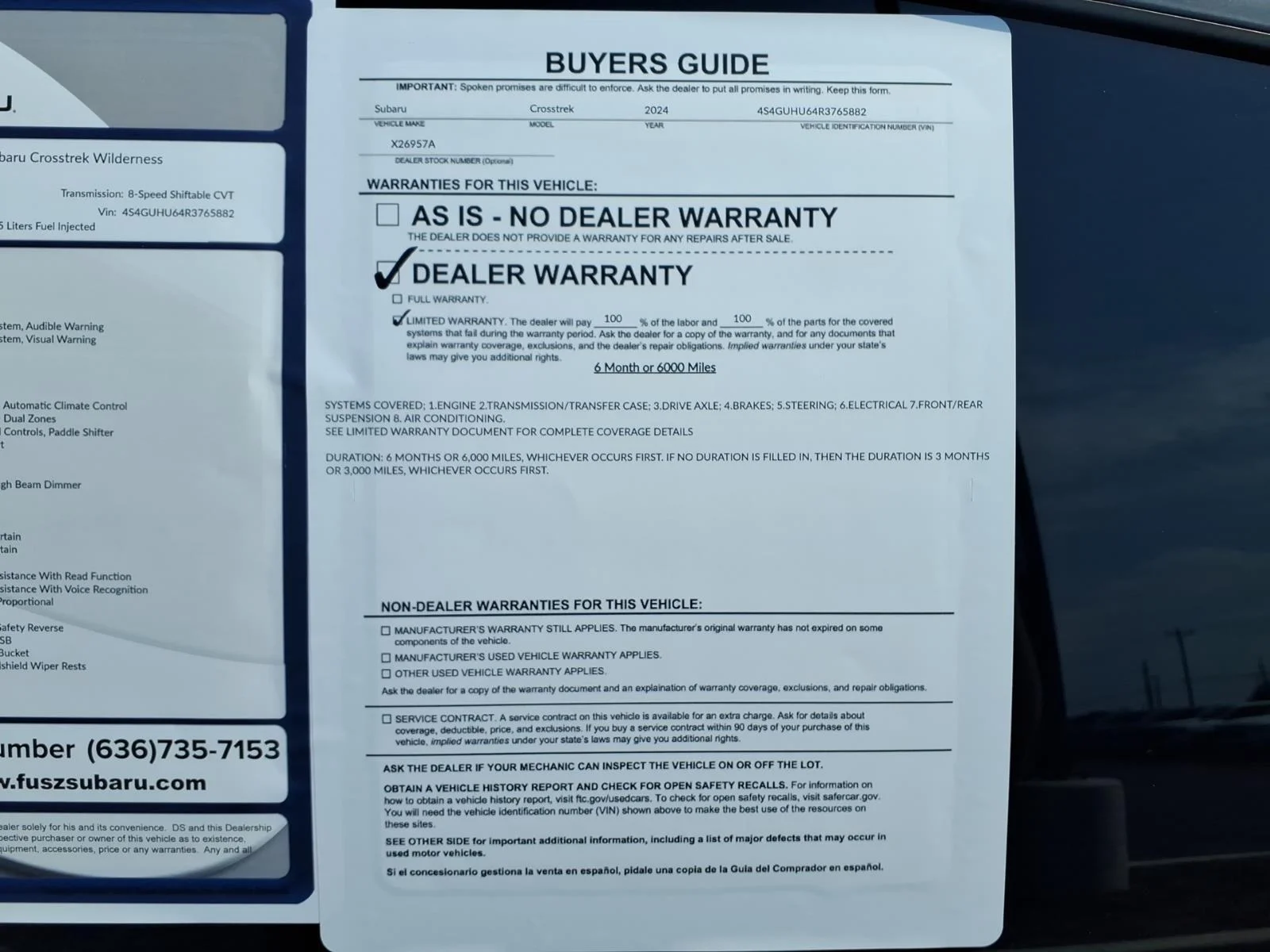 Used 2024 Geyser Blue Pearl Subaru Wilderness image 34