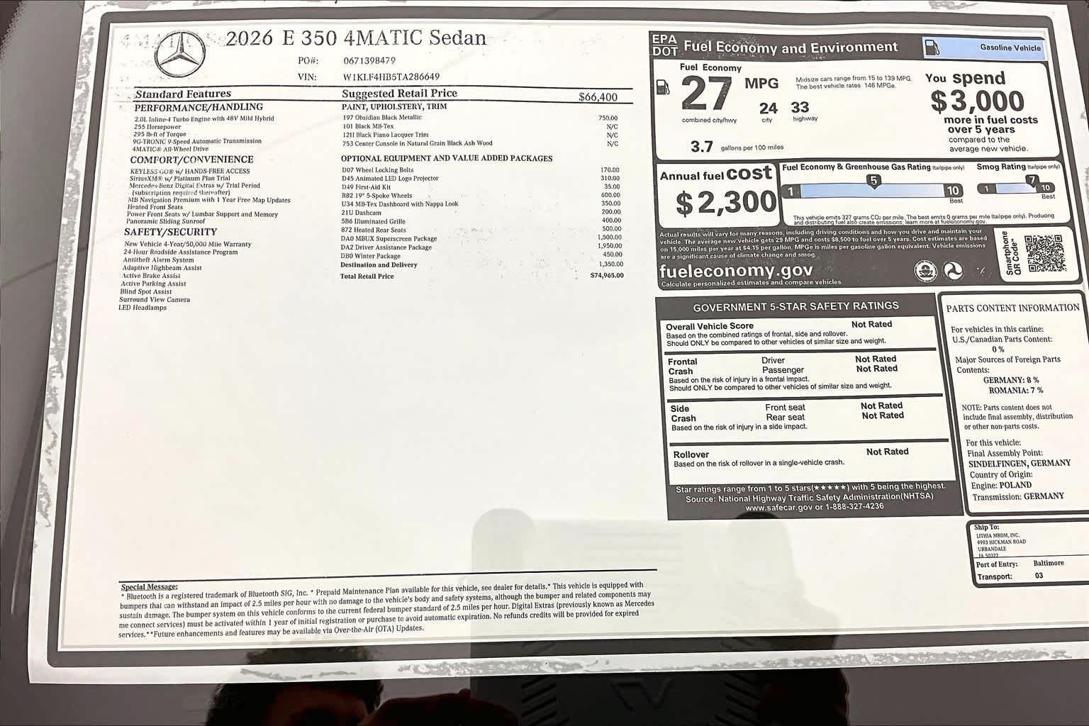 New 2026 Obsidian Black Metallic Mercedes-Benz E 350 image 26