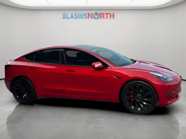 Used 2022 Red Tesla Performance image 3