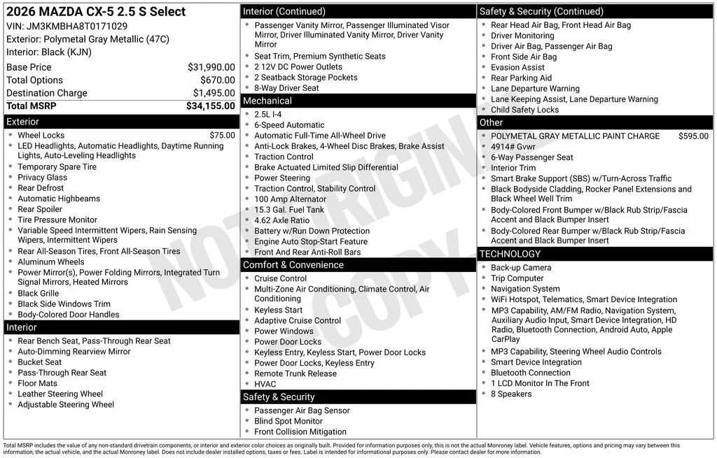 New 2026 Polymetal Gray Metallic Mazda 2.5 S Select image 6