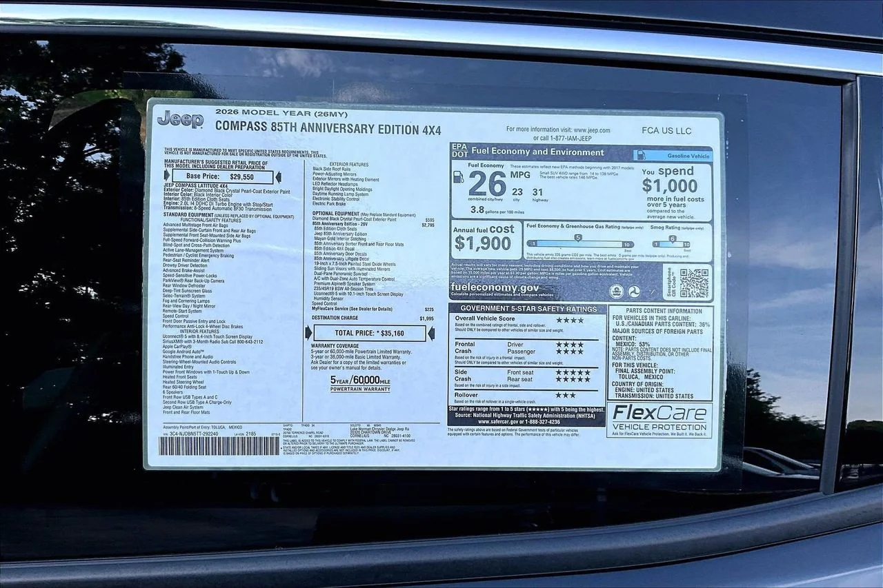 New 2026 Diamond Black Crystal Pearlcoat Jeep Latitude image 34